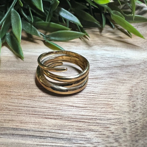 MODA AL MASSIMO 18K YELLOW GOLD OVER BRONZE DESIGNER SWIRL RING - NBW S8 - Picture 3 of 3